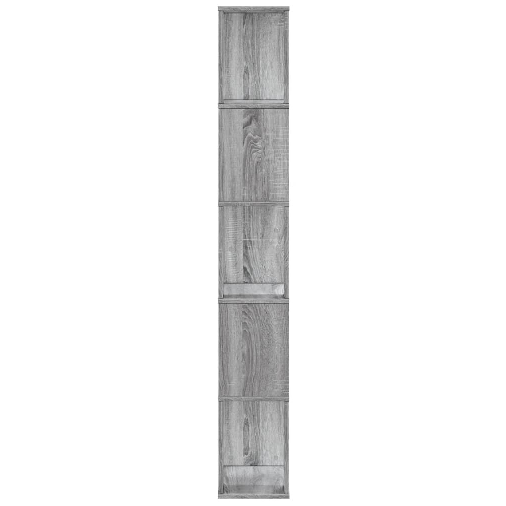 vidaXL Bookcase 5-Tier Grey Sonoma 45x23,5x162,5 cm Engineered Wood