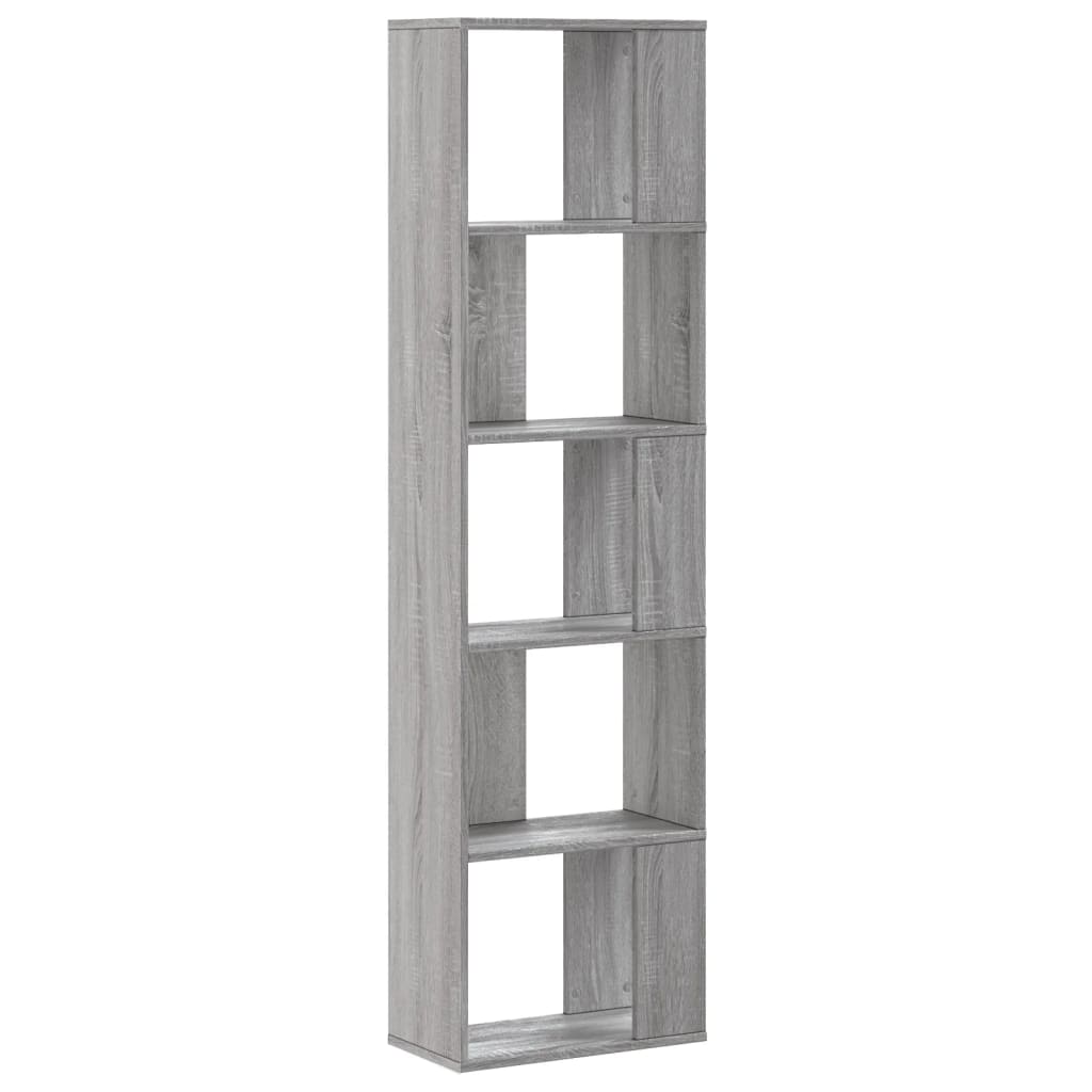vidaXL Bookcase 5-Tier Grey Sonoma 45x23,5x162,5 cm Engineered Wood