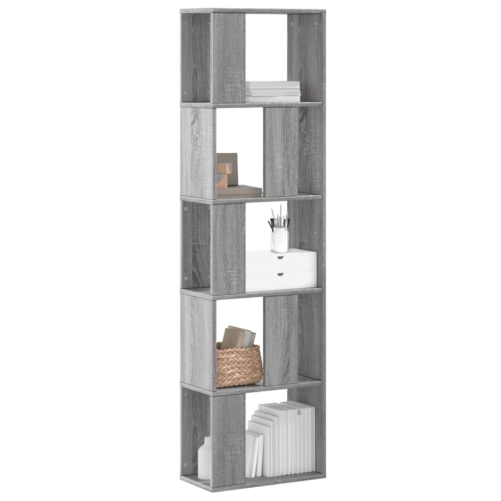 vidaXL Bookcase 5-Tier Grey Sonoma 45x23,5x162,5 cm Engineered Wood