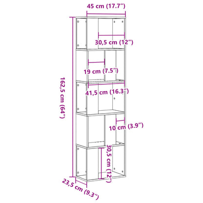 vidaXL Bookcase 5-Tier Old Wood 45x23,5x162,5 cm Engineered Wood
