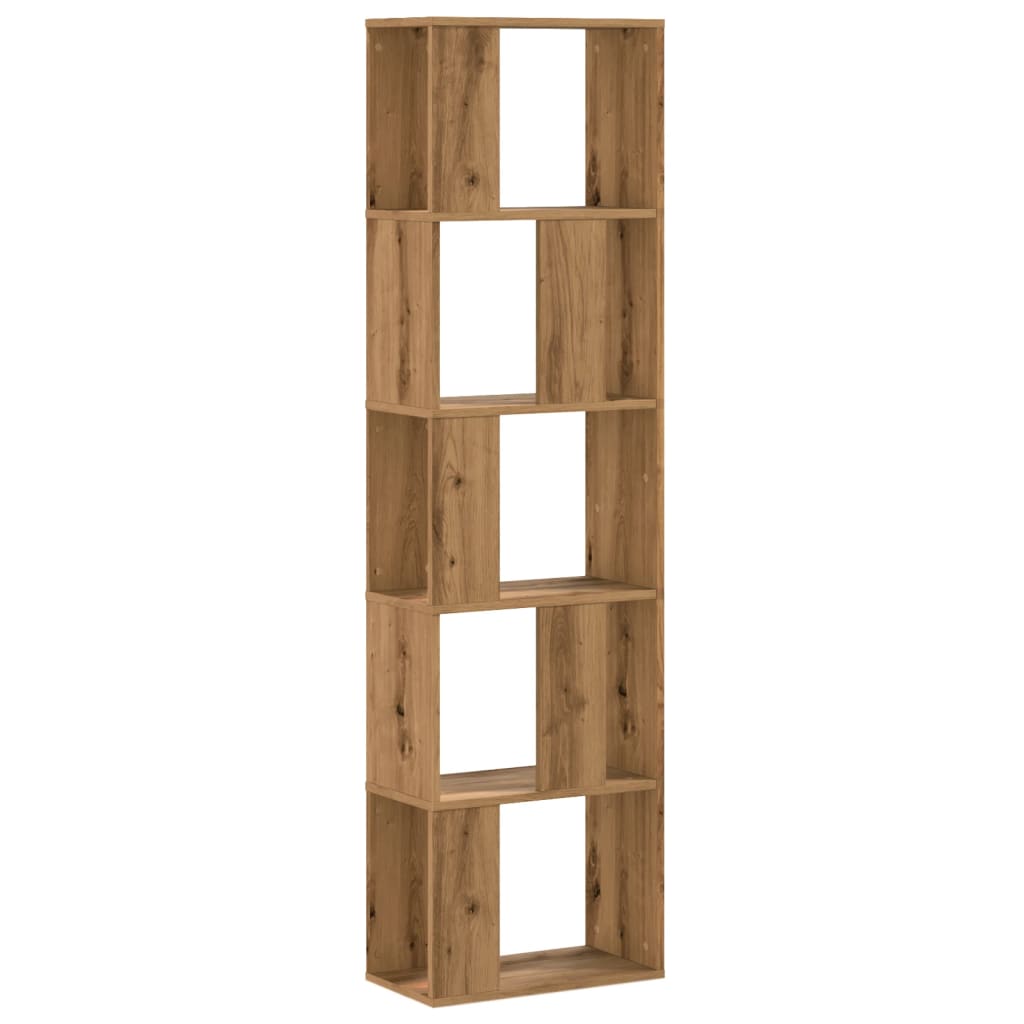 vidaXL Bookcase 5-Tier Artisian Oak 45x23.5x162.5 cm Engineered Wood