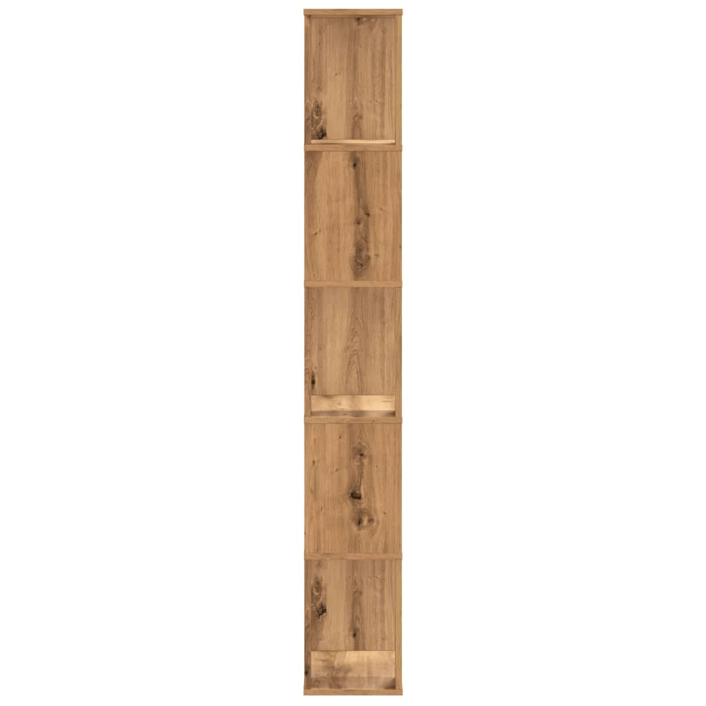 vidaXL Bookcase 5-Tier Artisian Oak 45x23.5x162.5 cm Engineered Wood