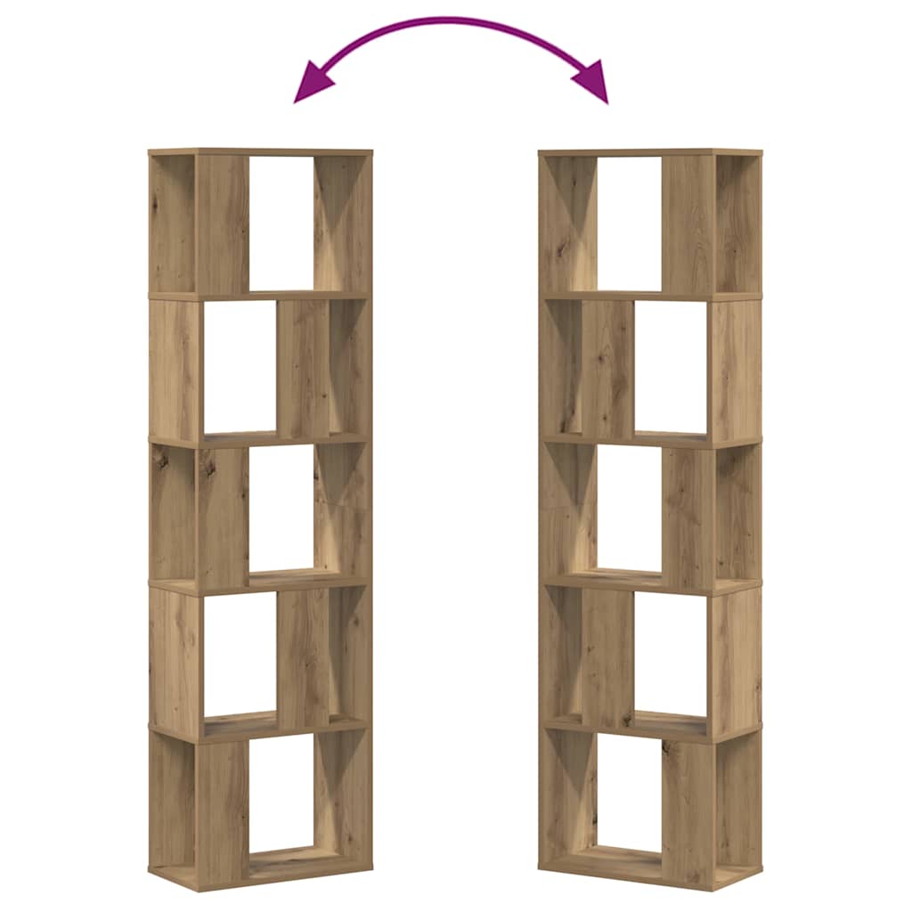 vidaXL Bookcase 5-Tier Artisian Oak 45x23,5x162,5 cm Engineered Wood