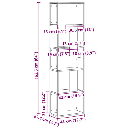 vidaXL Bookcase 5-Tier Artisian Oak 45x23,5x162,5 cm Engineered Wood