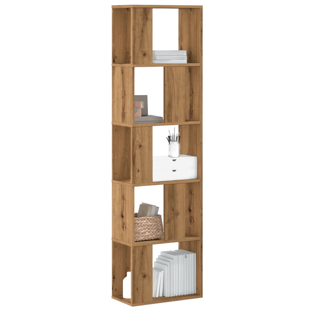vidaXL Bookcase 5-Tier Artisian Oak 45x23.5x162.5 cm Engineered Wood