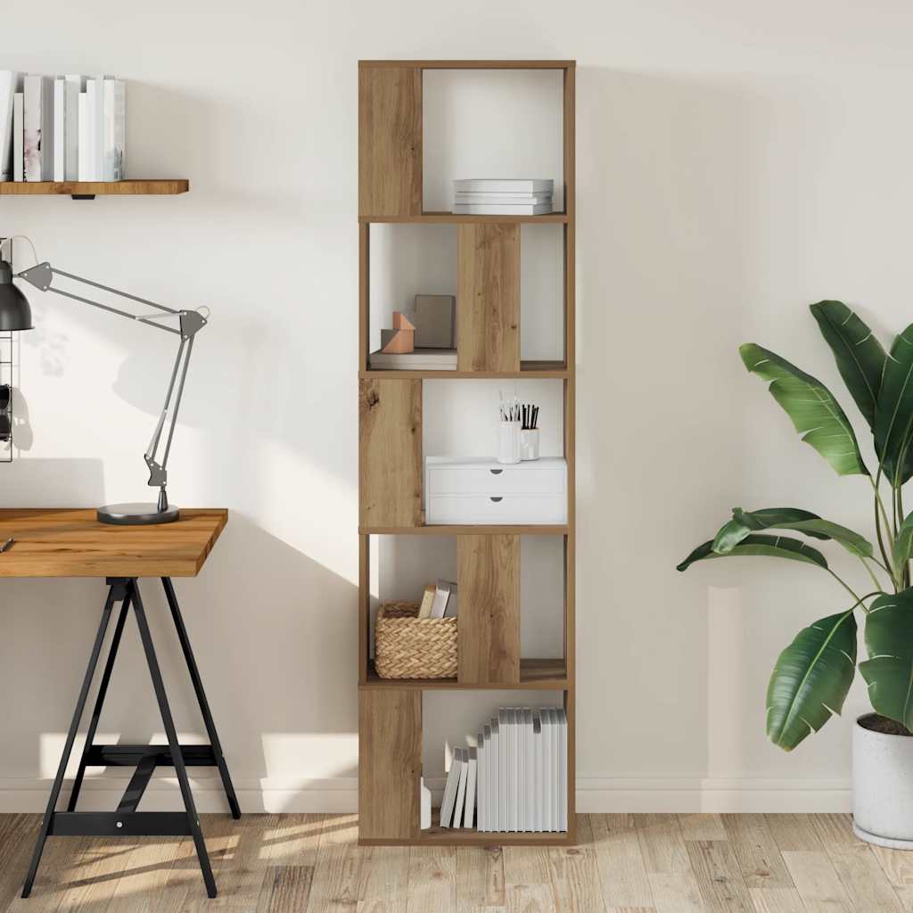 vidaXL Bookcase 5-Tier Artisian Oak 45x23,5x162,5 cm Engineered Wood