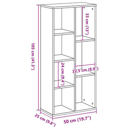 vidaXL Bookcase Sonoma Oak 50x25x105 cm Engineered Wood