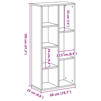 vidaXL Bookcase Grey Sonoma 50x25x105 cm Engineered Wood