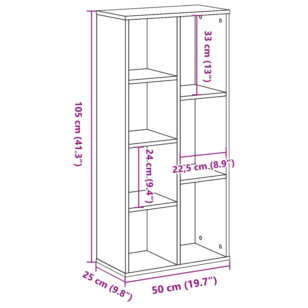vidaXL Bookcase Old Wood 50x25x105 cm Engineered Wood