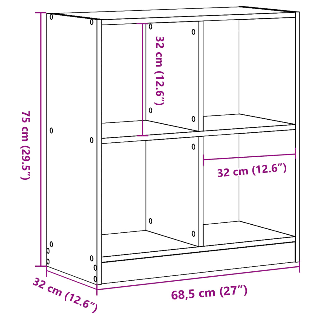 vidaXL Bookcase Sonoma Oak 68.5x32x75 cm Engineered Wood