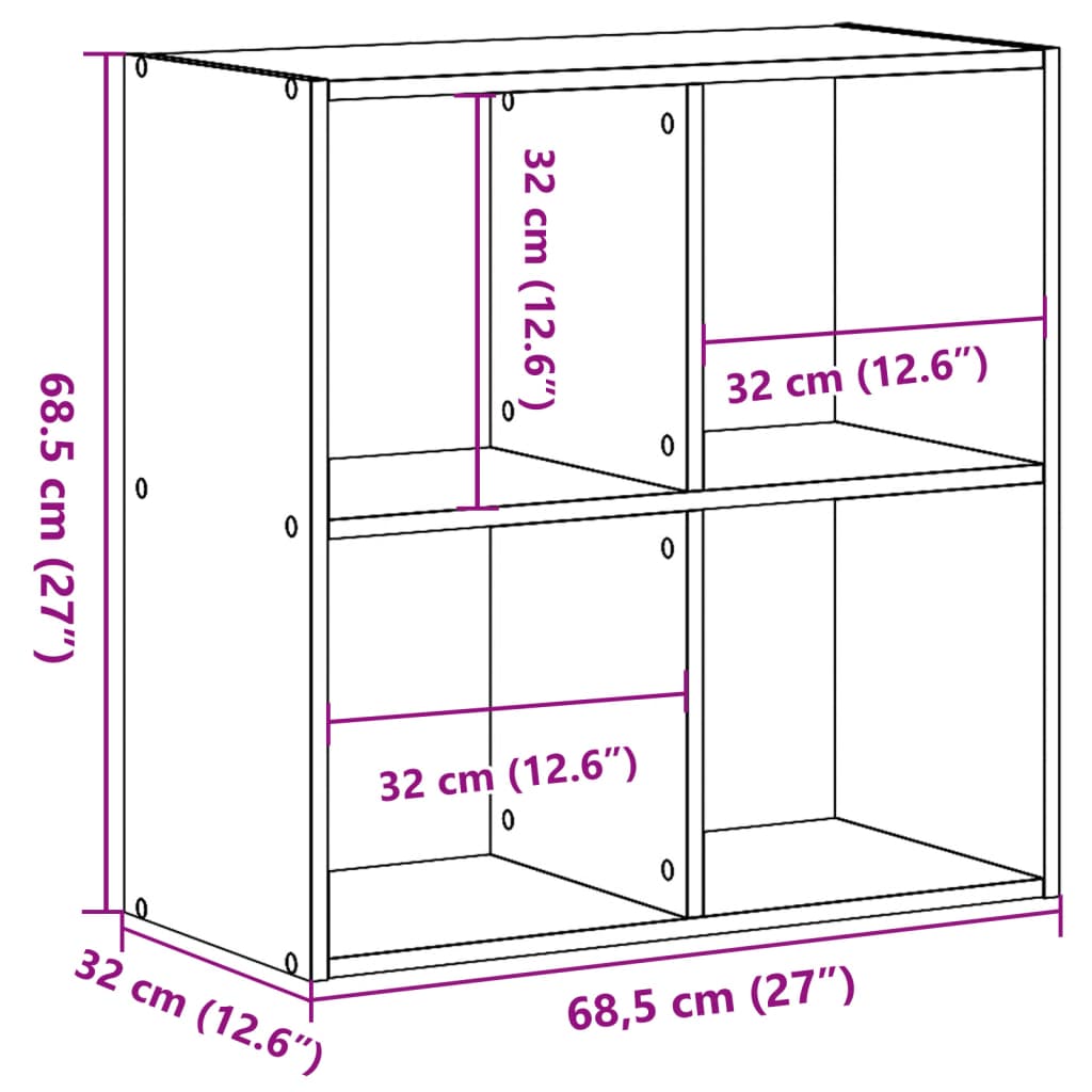 vidaXL Bookcase Grey Sonoma 68,5x32x68,5 cm Engineered Wood