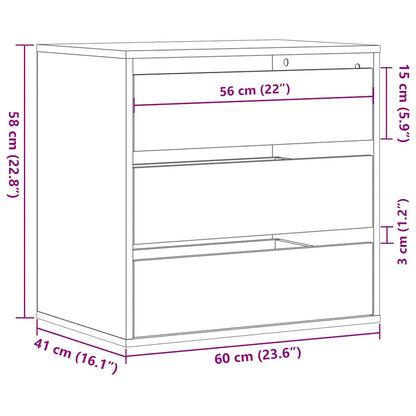 vidaXL Corner Chest of Drawers Black 60x41x58 cm Engineered Wood