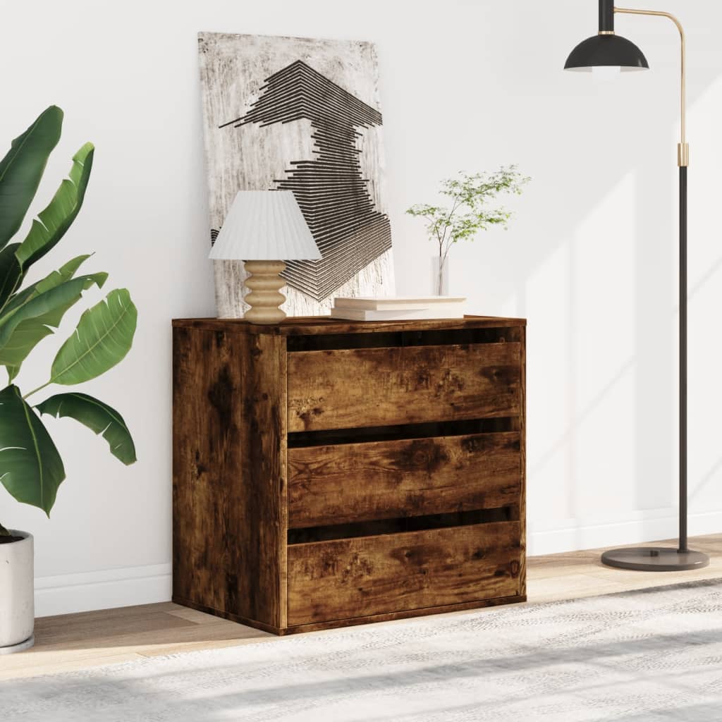 vidaXL Corner Chest of Drawers Smoked Oak 60x41x58 cm Engineered Wood