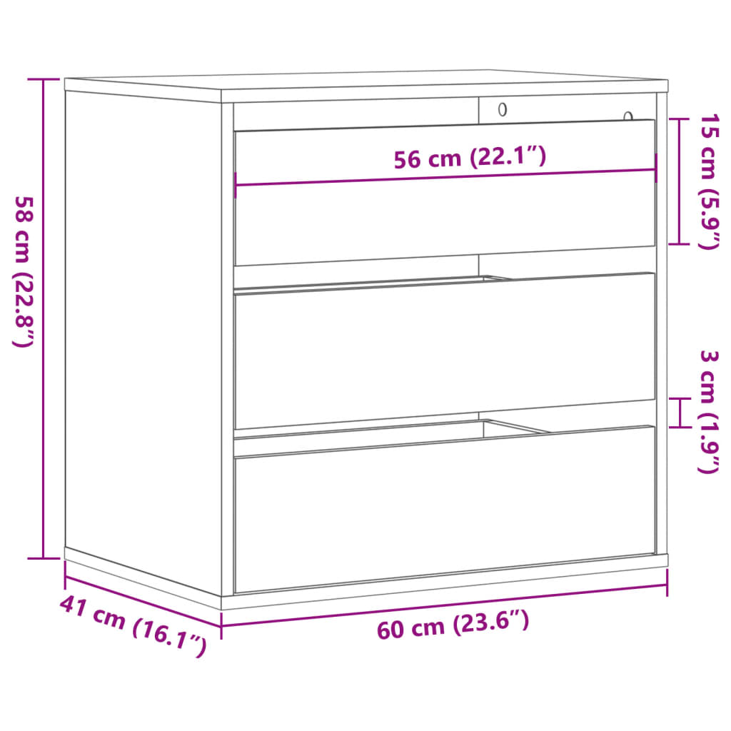 vidaXL Corner Chest of Drawers Old Wood 60x41x58 cm Engineered Wood