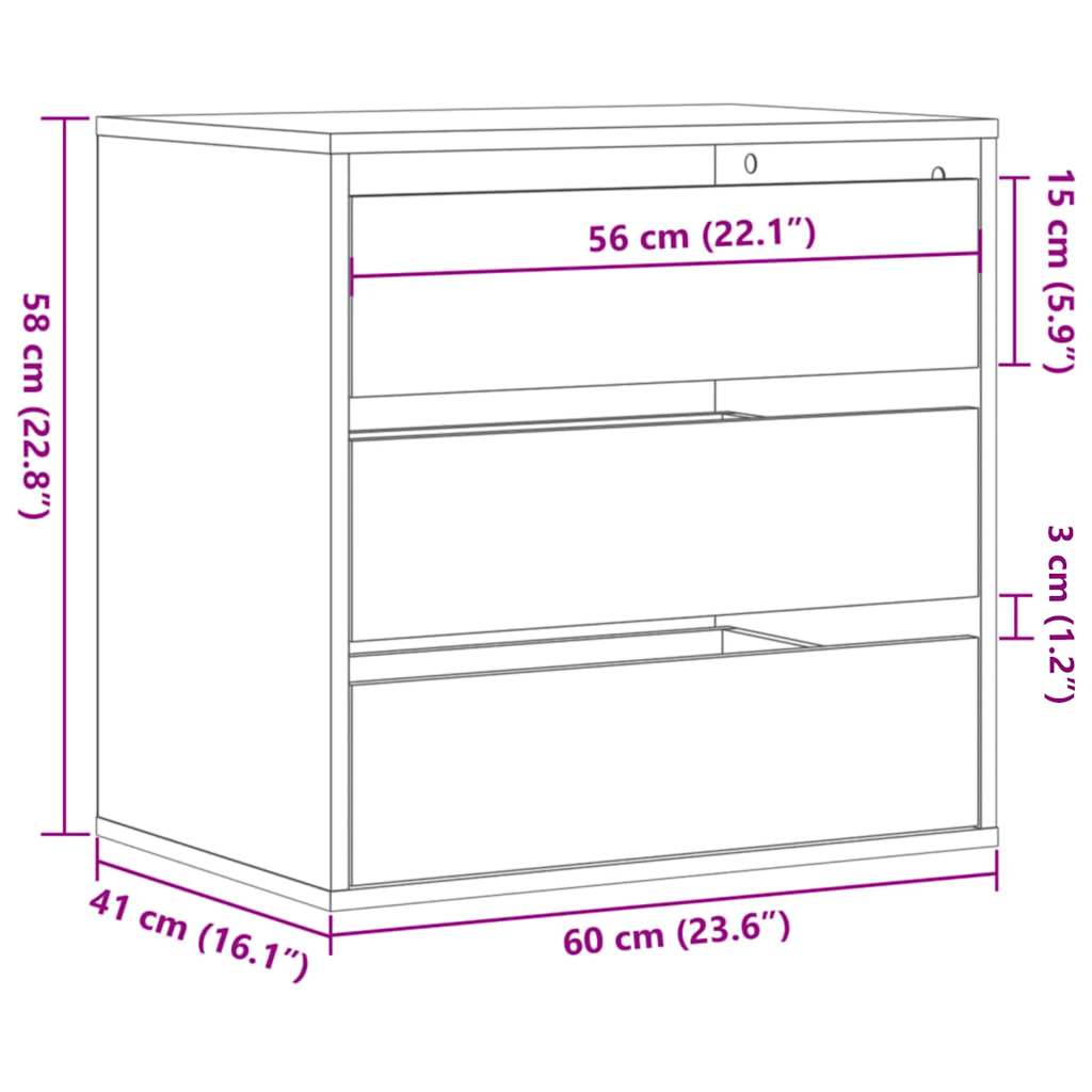vidaXL Corner Chest of Drawers Artisian Oak 60x41x58 cm Engineered Wood