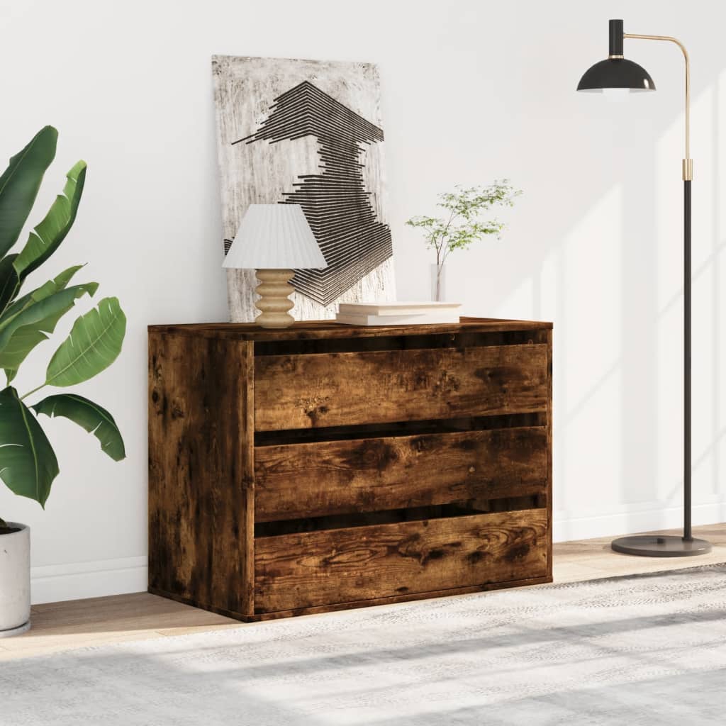 vidaXL Corner Chest of Drawers Smoked Oak 80x41x58 cm Engineered Wood