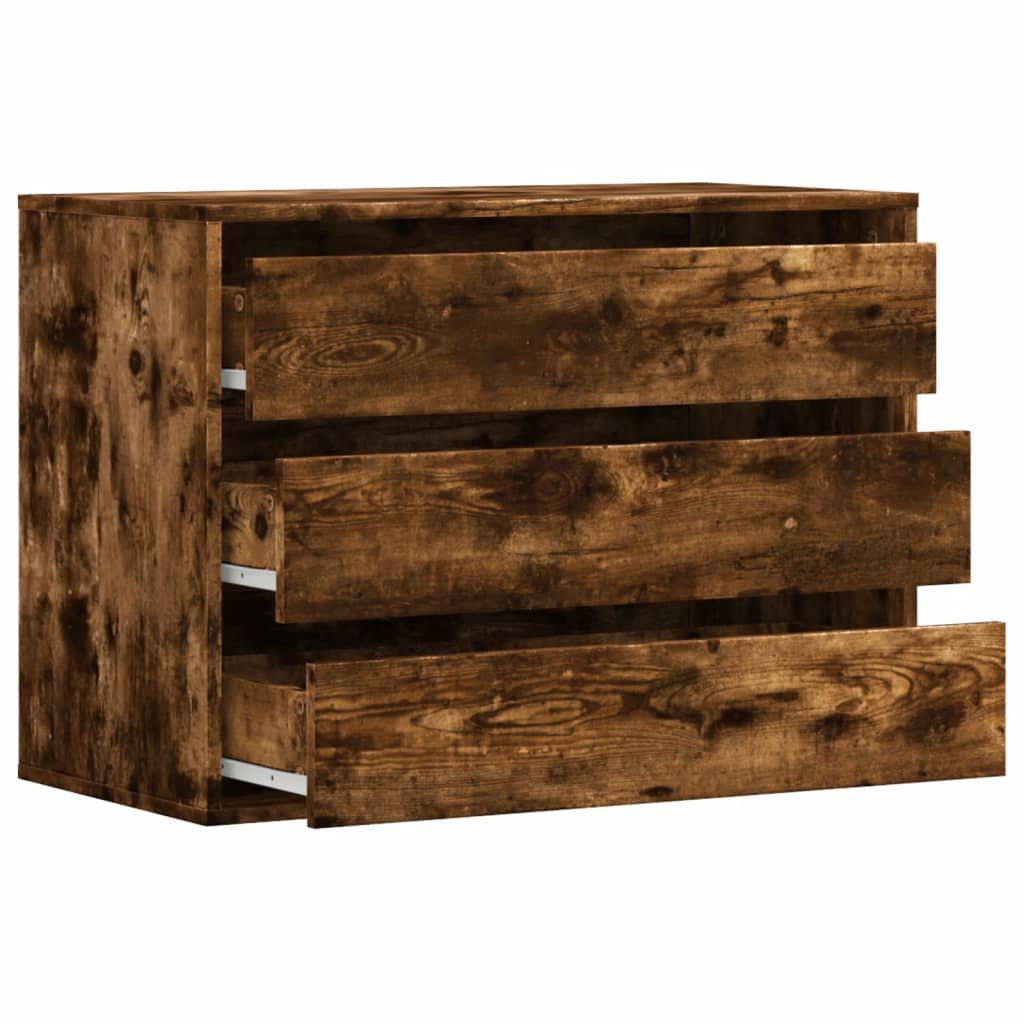 vidaXL Corner Chest of Drawers Smoked Oak 80x41x58 cm Engineered Wood