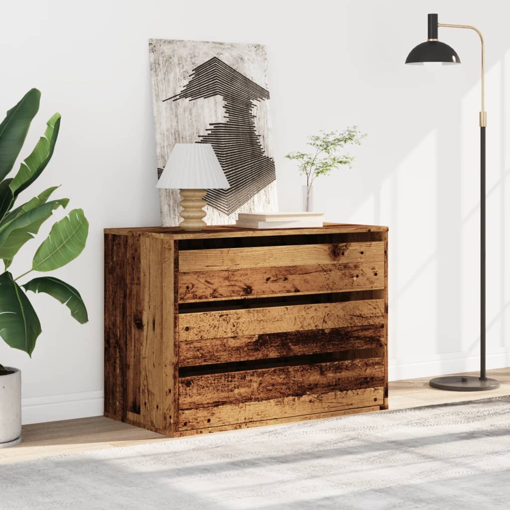 vidaXL Corner Chest of Drawers Old Wood 80x41x58 cm Engineered Wood