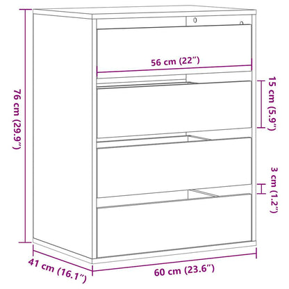 vidaXL Corner Chest of Drawers Smoked Oak 60x41x76 cm Engineered Wood