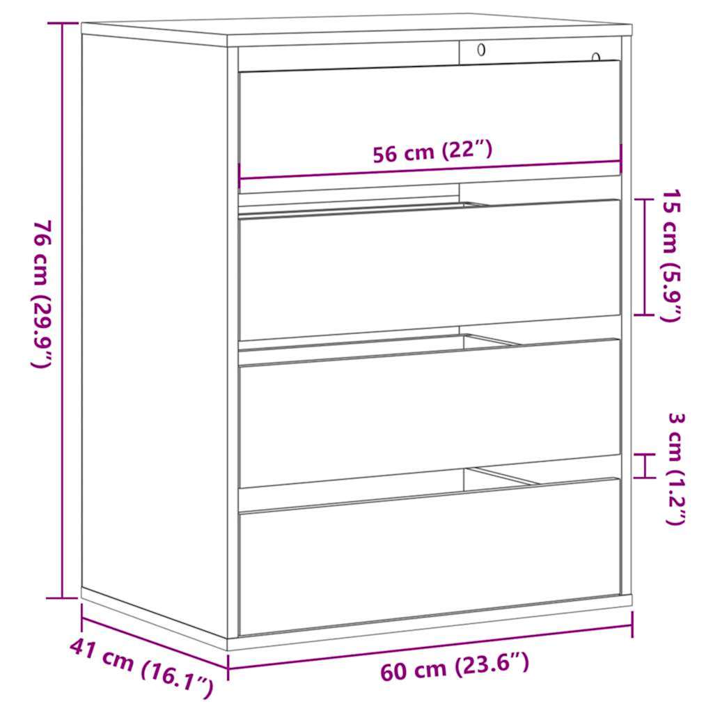 vidaXL Corner Chest of Drawers Artisian Oak 60x41x76 cm Engineered Wood