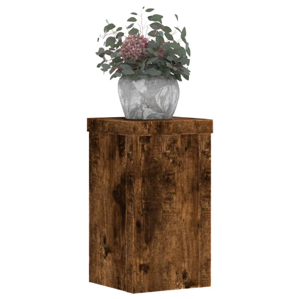 vidaXL Plant Stands 2 pcs Smoked Oak 10x10x18 cm Engineered Wood