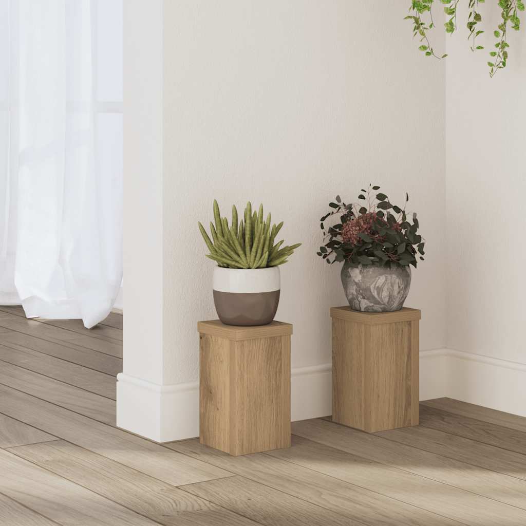 vidaXL Plant Stands 2 pcs Artisan Oak 10x10x18 cm Engineered Wood