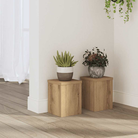 vidaXL Plant Stands 2 pcs Artisan Oak 15x15x20 cm Engineered Wood