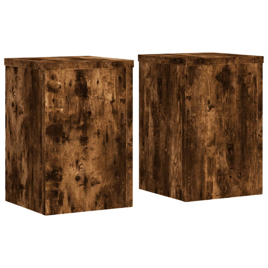 vidaXL Plant Stands 2 pcs Smoked Oak 25x25x35 cm Engineered Wood