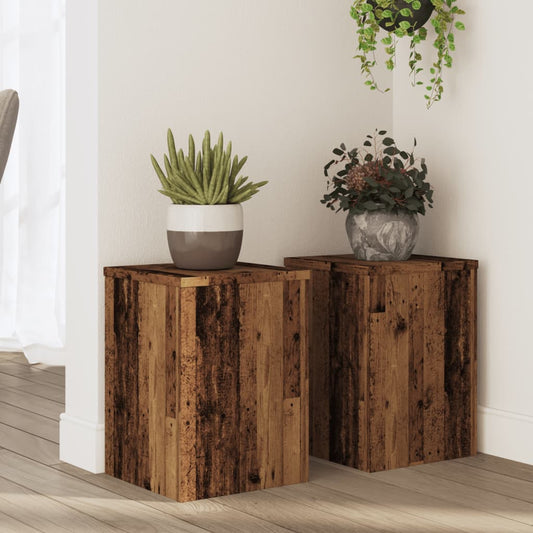 vidaXL Plant Stands 2 pcs Old Wood 25x25x35 cm Engineered Wood