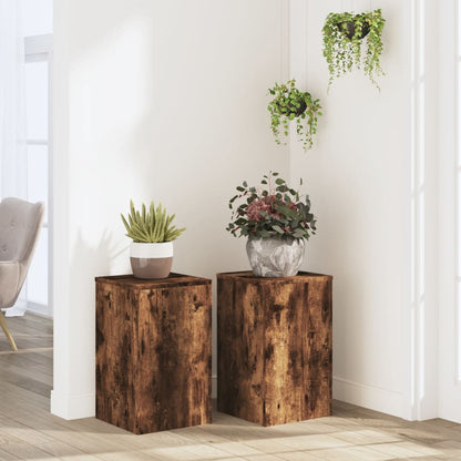 vidaXL Plant Stands 2 pcs Smoked Oak 30x30x50 cm Engineered wood