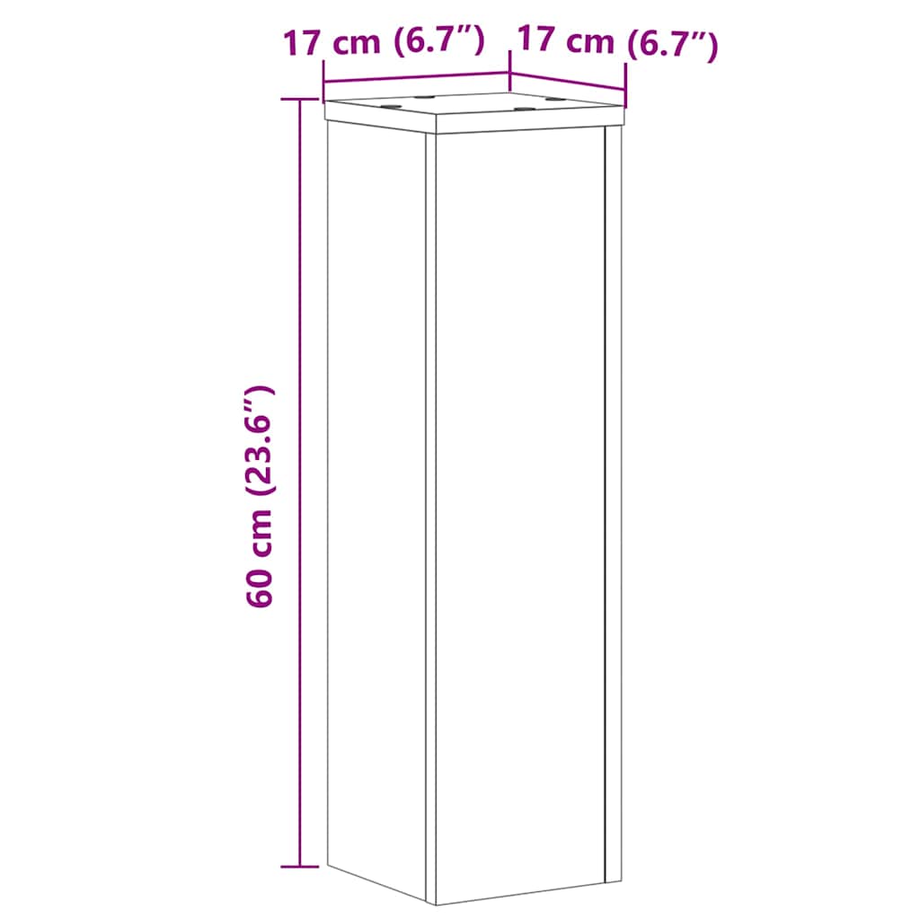 vidaXL Plant Stand 2 pcs Concrete Grey 17 x 17 x 60 cm Engineered Wood