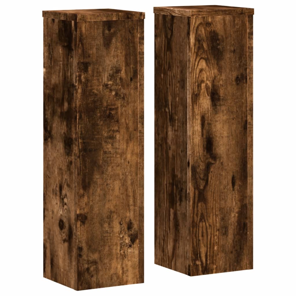 vidaXL Plant Stand 2pcs Smoked Oak 17x17x60 cm Engineered Wood