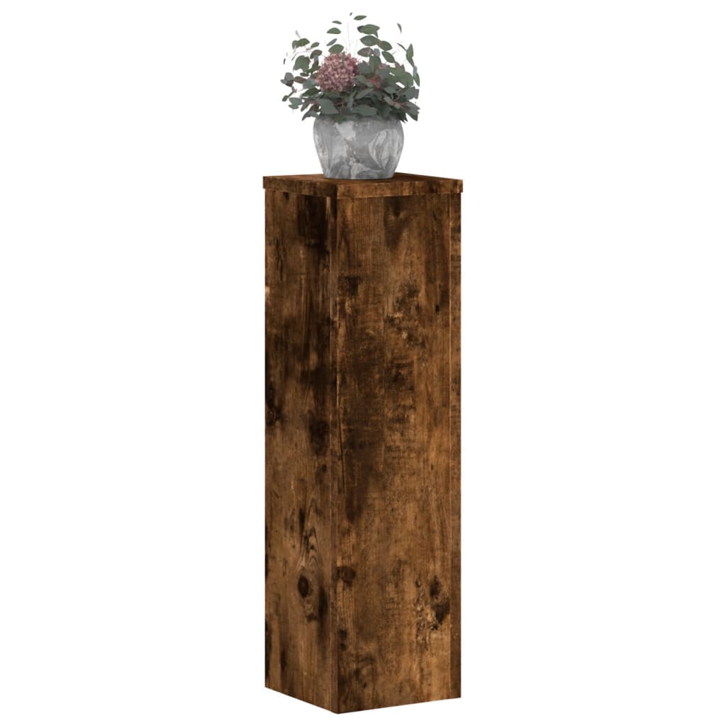 vidaXL Plant Stand 2pcs Smoked Oak 17x17x60 cm Engineered Wood