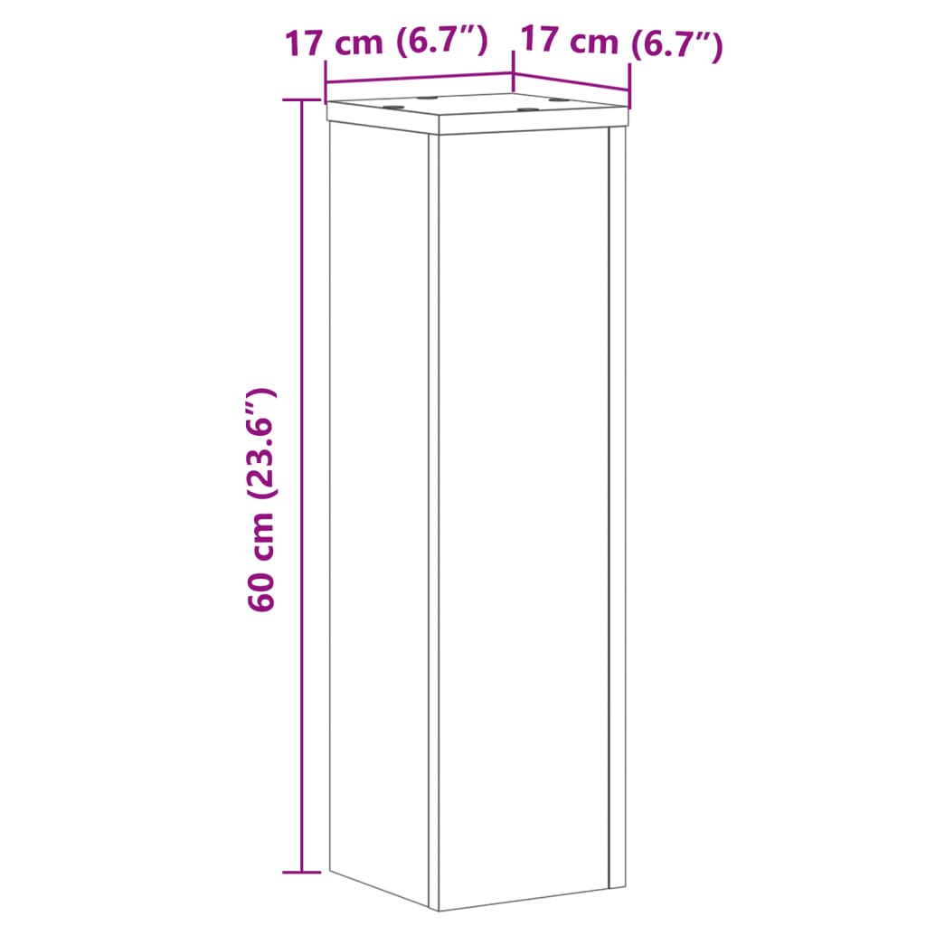 vidaXL Plant Stand 2pcs Smoked Oak 17x17x60 cm Engineered Wood