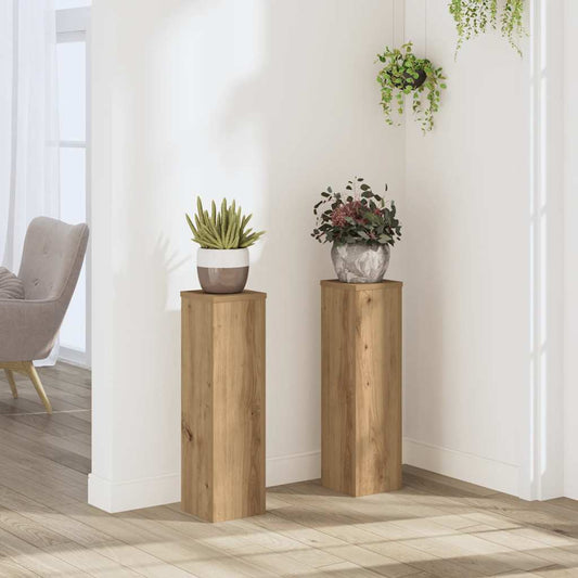 vidaXL Plant Stand 2pcs Artisan Oak 17x17x60 cm Engineered Wood