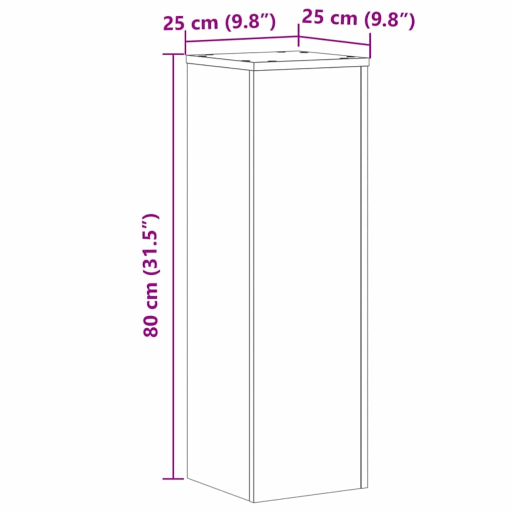 vidaXL Plant Stand 2pcs Artisan Oak 25x25x80 cm Engineered Wood
