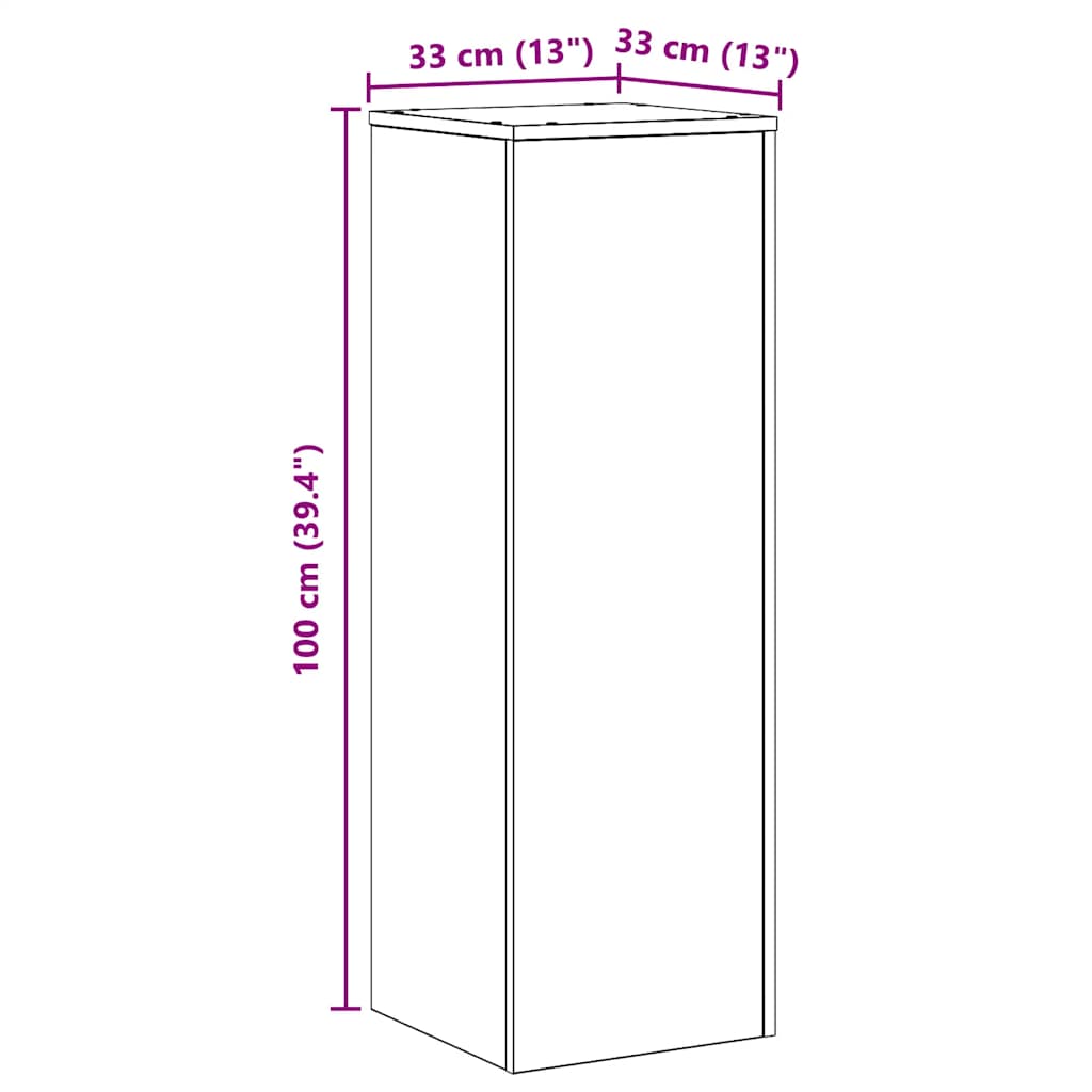 vidaXL Plant Stand Smoked Oak 33x33x100 cm Engineered Wood