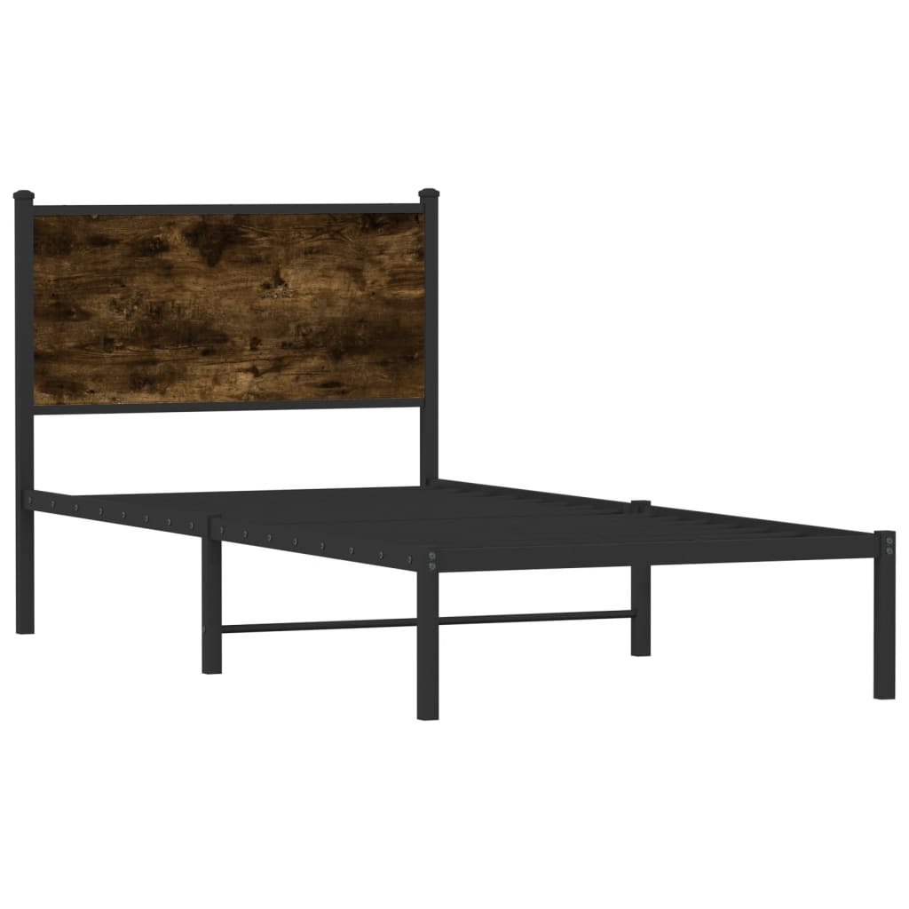 vidaXL Metal Bed Frame without Mattress Smoked Oak 90x190 cm Single