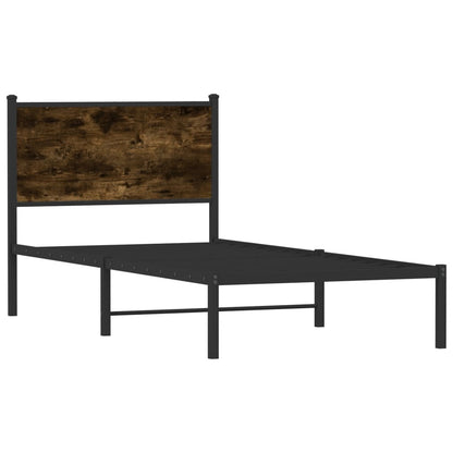 vidaXL Metal Bed Frame without Mattress Smoked Oak 90x190 cm Single