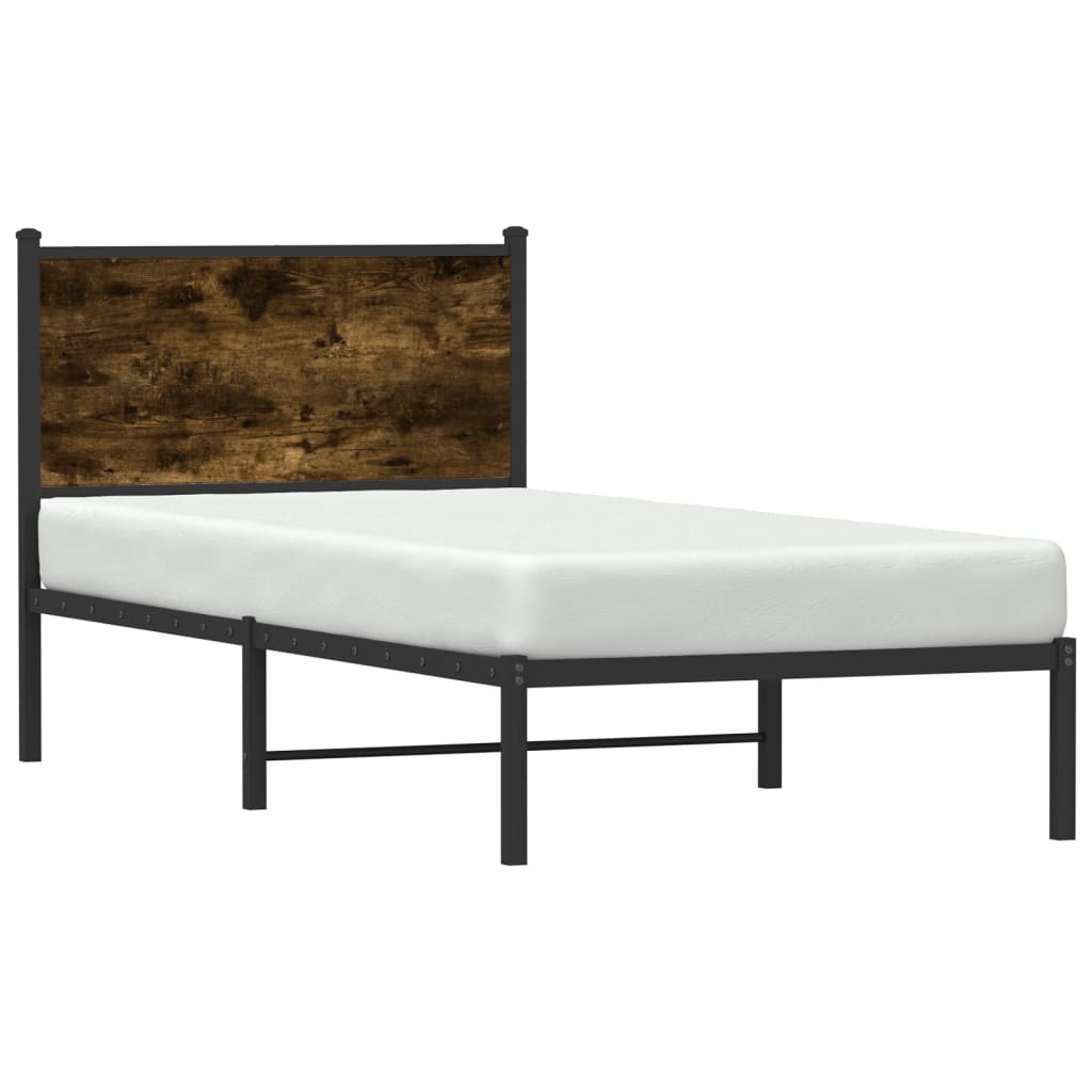 vidaXL Metal Bed Frame without Mattress Smoked Oak 90x190 cm Single