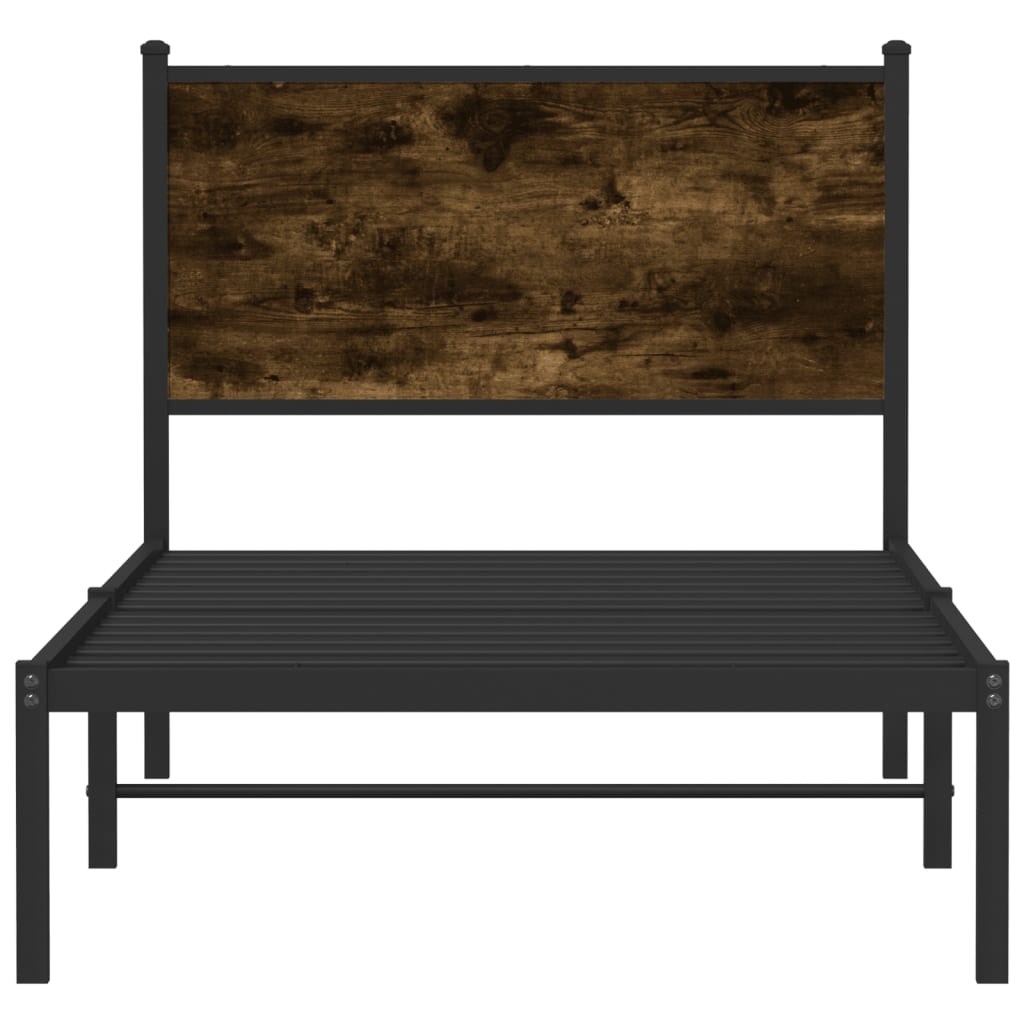 vidaXL Metal Bed Frame without Mattress Smoked Oak 90x190 cm Single