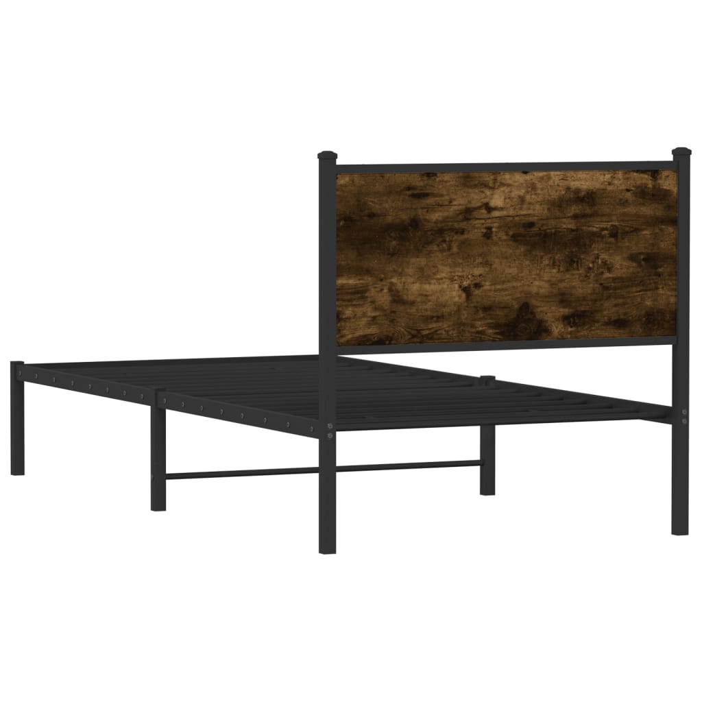 vidaXL Metal Bed Frame without Mattress Smoked Oak 90x190 cm Single