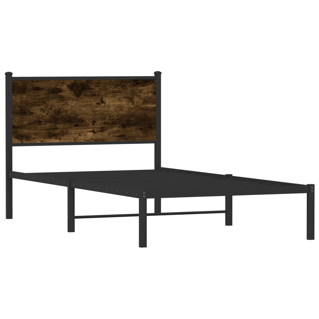 vidaXL Metal Bed Frame without Mattress Smoked Oak 100x190 cm
