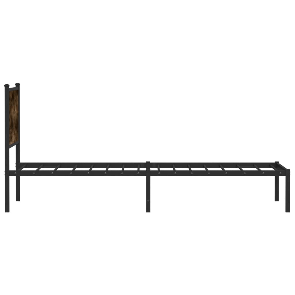 vidaXL Metal Bed Frame without Mattress Smoked Oak 100x190 cm