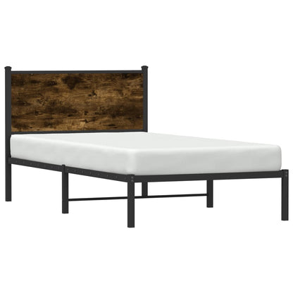 vidaXL Metal Bed Frame without Mattress Smoked Oak 107x203 cm