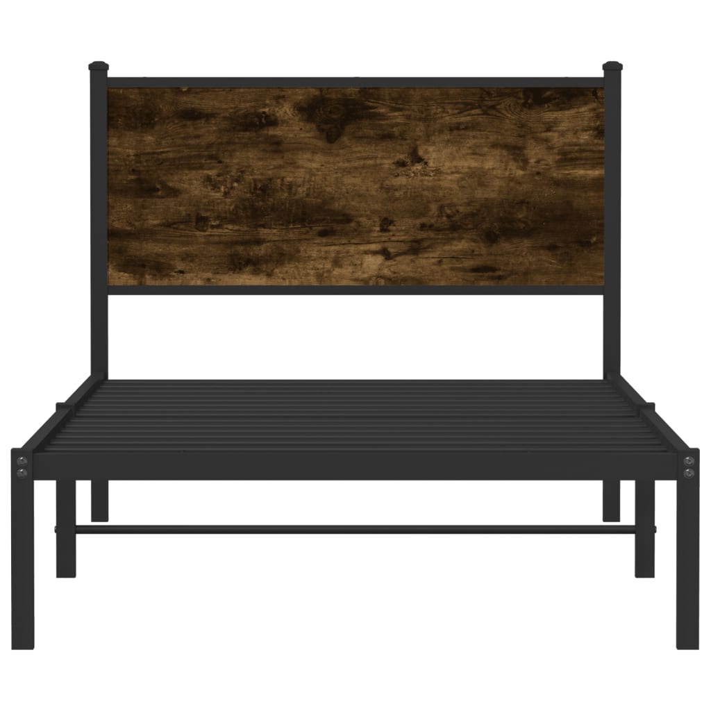 vidaXL Metal Bed Frame without Mattress Smoked Oak 107x203 cm