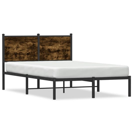 vidaXL Metal Bed Frame without Mattress Smoked Oak 120x200 cm