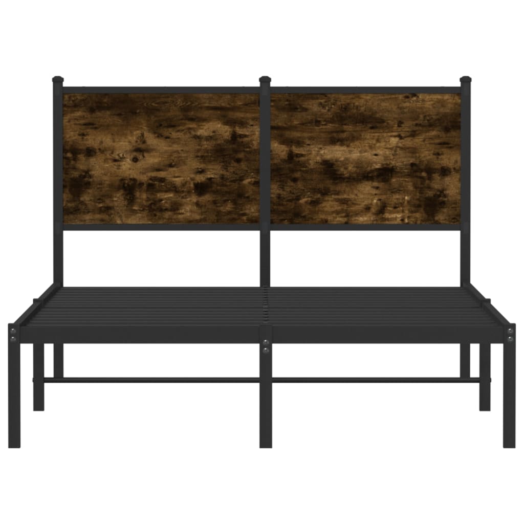 vidaXL Metal Bed Frame without Mattress Smoked Oak 120x200 cm