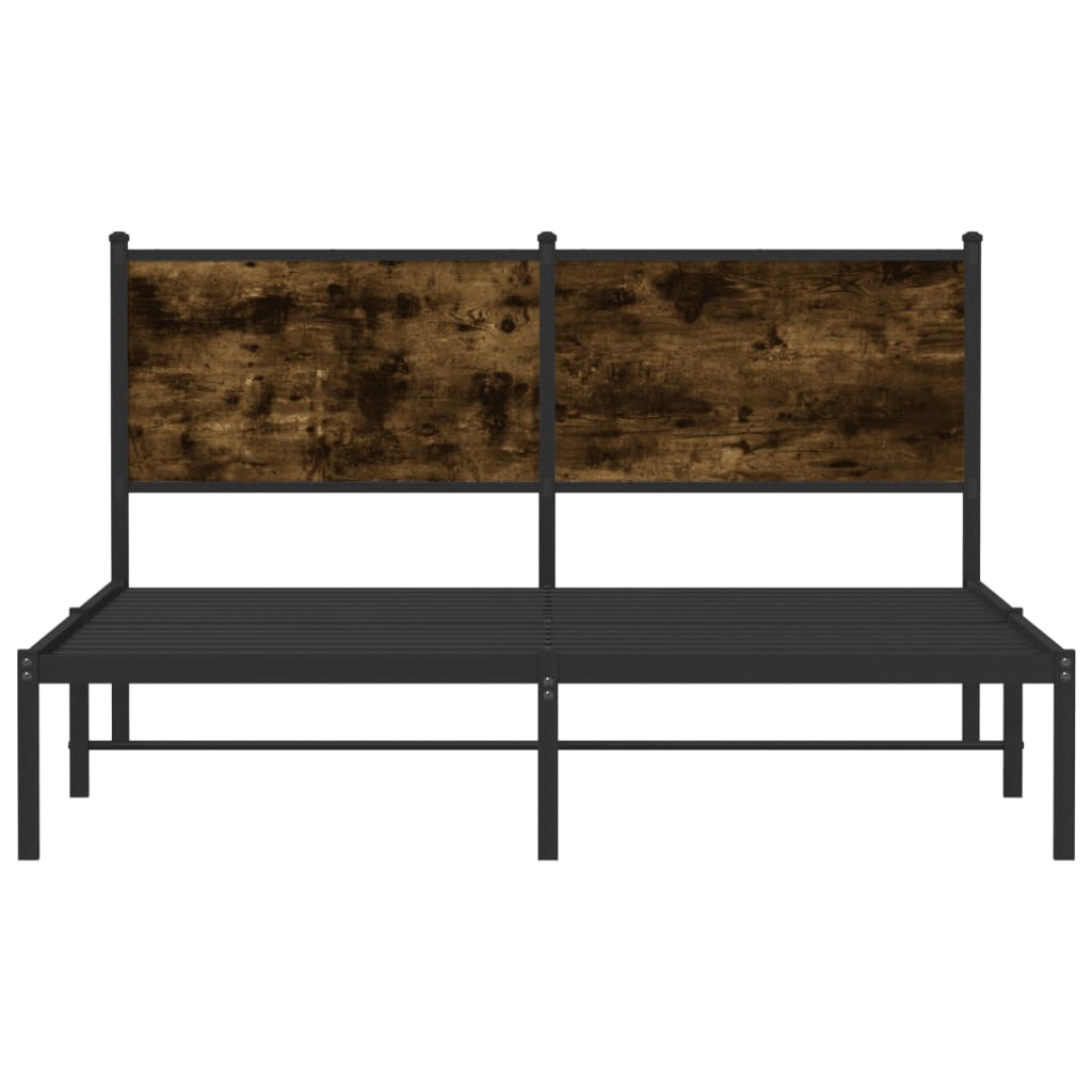 vidaXL Metal Bed Frame without Mattress Smoked Oak 137x190 cm