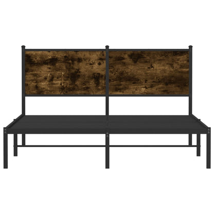 vidaXL Metal Bed Frame without Mattress Smoked Oak 137x190 cm